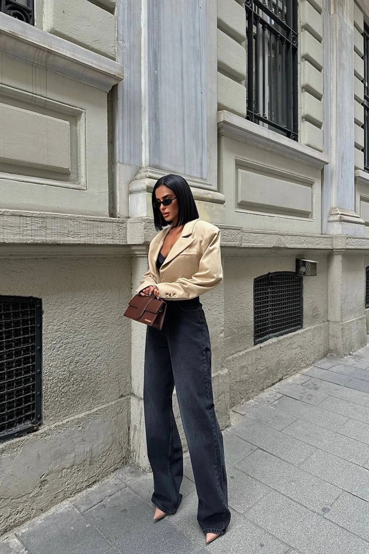 Siyah Row Baggy Pantolon - Luvita Co
