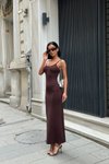 Acı kahve Uzun Kahve Monica Askılı Sandy Elbise
