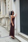 Acı kahve Uzun Kahve Monica Askılı Sandy Elbise