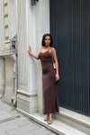Acı kahve Uzun Kahve Monica Askılı Sandy Elbise
