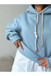 Açık Mavi Bağcık Detay Oversize Sweatshirt