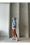 Açık Mavi Bağcık Detay Oversize Sweatshirt