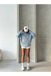 Açık Mavi Bağcık Detay Oversize Sweatshirt