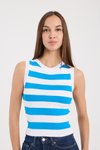 Açık Mavi Çizgili Crop Triko