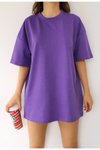 Açık Mor Pamuklu Unisex Oversize Basic T-shirt