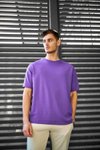 Açık Mor Pamuklu Unisex Oversize Basic T-shirt