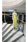 Light Yellow Long Italian Size Slimming Layered Sleeveless Silk Dress