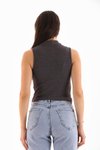 Antrasit Likralı Crop Bluz