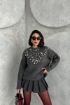 Anthracite Sequin Knit Sweater