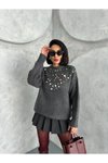 Antrasit Pullu Triko Kazak