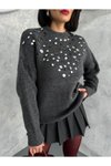 Antrasit Pullu Triko Kazak