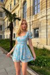 Bebe Mavi Mini Şortlu Çiçek Desen Elbise