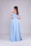 Bebe Mavi Uzun Omuz Detay Askılı Abiye Elbise