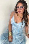 Bebe Mavi Uzun Şifon Simli Yansımalı Elbise