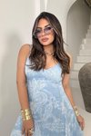 Bebe Mavi Uzun Şifon Simli Yansımalı Elbise