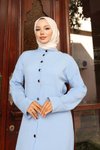 Bebe Mavisi Yaka Detaylı Uzun İkili Tesettür Takım