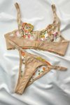Bej Cameron Dantel İşlemeli Bralet Takım