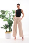 Bej Cırt Kapama Bol Paça Palazzo Pantolon