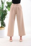 Bej Cırt Kapama Bol Paça Palazzo Pantolon