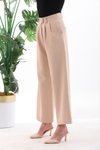 Bej Cırt Kapama Bol Paça Palazzo Pantolon