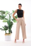 Bej Cırt Kapama Bol Paça Palazzo Pantolon
