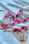 Bej Mary Dantel İşlemeli Bralet Takım