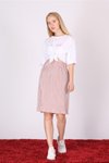Beige Midi Pleated Skirt