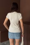 Bej Pat Detaylı Fit Tshirt