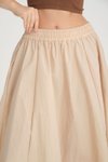 Bej Uzun Paraşüt Kumaş Bol Kesim Etek