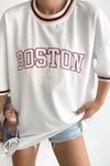 Beyaz Boston Oversize Unisex Tshirt