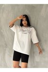Beyaz Boston Oversize Unisex Tshirt
