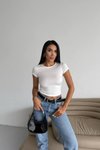 Beyaz Crop Bluz