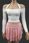 Beyaz Crop Top Uzun Kol Boyundan Askılı Madonna Kayık Yaka Spor Body Bluz