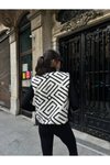 Beyaz Desenli Oversize Kışlık Yelek