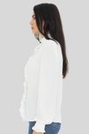 Beyaz Hakim Yaka Fırfır Detay Uzun Kol Gömlek