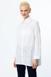 Beyaz İşlemeli Uzun Kollu Gömlek