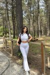 Beyaz İspanyol Premium Pantolon Ve Crop İkili Takım
