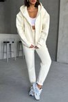 Beyaz Kapüşonlu Oversize Alt Üst Eşofman Takım