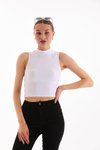 Beyaz Likralı Crop Bluz