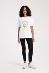 Beyaz Limon Baskılı Oversize T-shirt