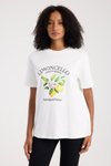 Beyaz Limon Baskılı Oversize T-shirt