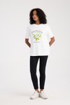 Beyaz Limon Baskılı Oversize T-shirt