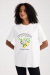 Beyaz Limon Baskılı Oversize T-shirt