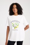 Beyaz Limon Baskılı Oversize T-shirt