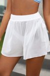 Beyaz Mesh Yüksek Bel Rahat Tül Şort