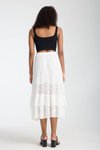 Beyaz Midi Dantel Detay Astarlı Rahat Kesim Etek