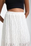 Beyaz Midi Dantel Detay Astarlı Rahat Kesim Etek
