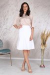Beyaz Midi Mevsimlik Parçalı Kloş Etek