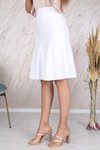 Beyaz Midi Mevsimlik Parçalı Kloş Etek