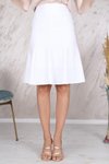 Beyaz Midi Mevsimlik Parçalı Kloş Etek
